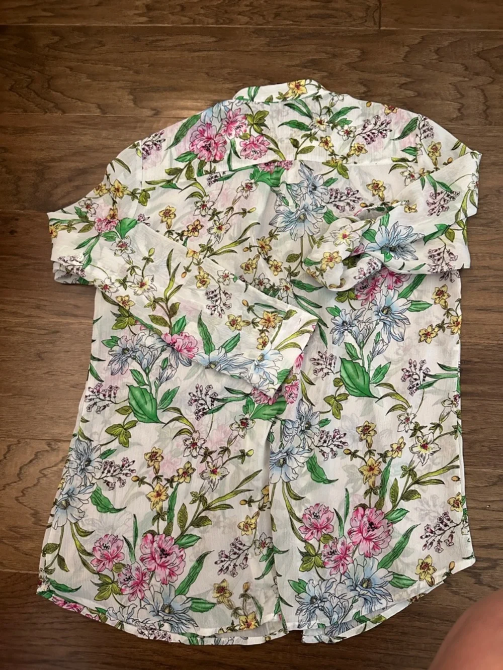 NWOT  KUT from KLOTH Jasmine sheer Cream Pink L Button Blouse